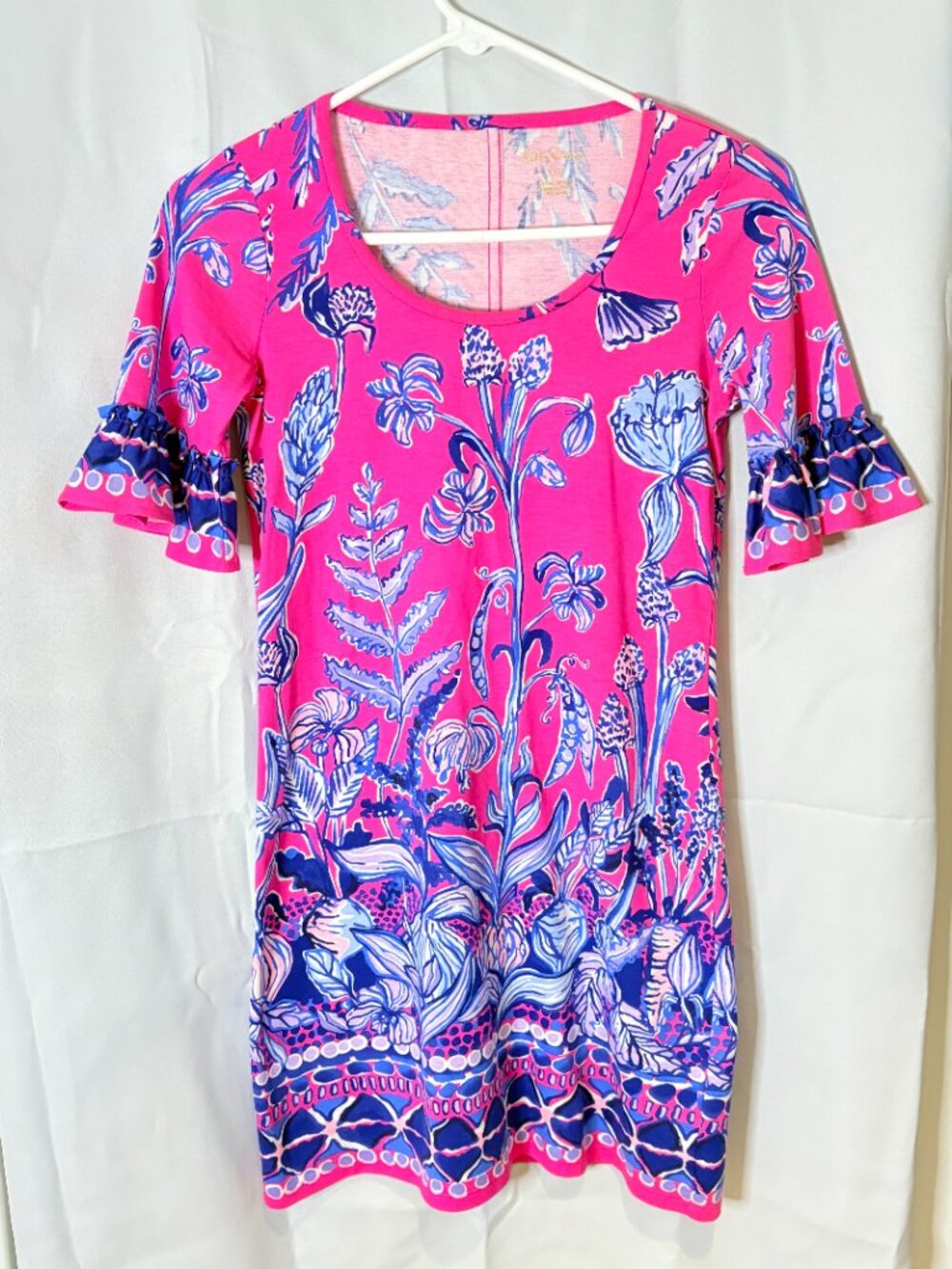 Lilly Pulitzer Jayden Dress in Bougainvillea Pink | 100% Cotton | Size XXS